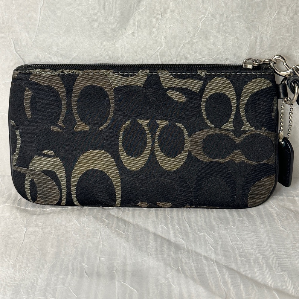 Coach Black, Gray, and Tan Wristlet with Silver Hardware - Picture 2 of 9
